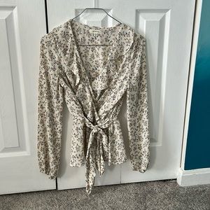 Floral Long Sleeve Wrap Shirt